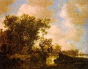 Jan van  Goyen Two Men on a Footbridge Over a Stream China oil painting reproduction